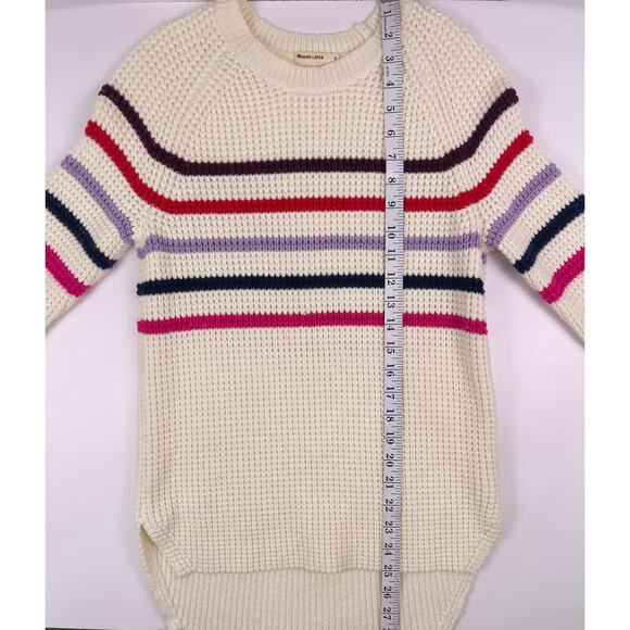 Marine Layer Cream Multi Stripe Waffle Knit Sweater Size Small - Picture 9 of 10